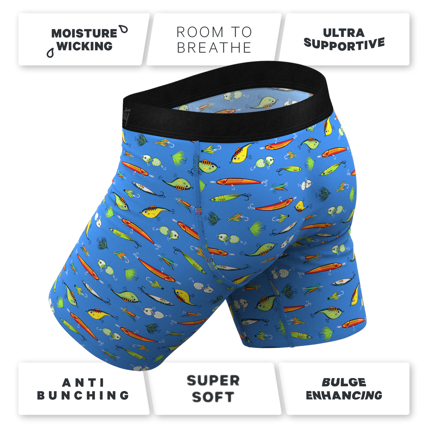  The Bait And Tackle | Bass Long Leg Ball Hammock® Pouch Underwear With Fly