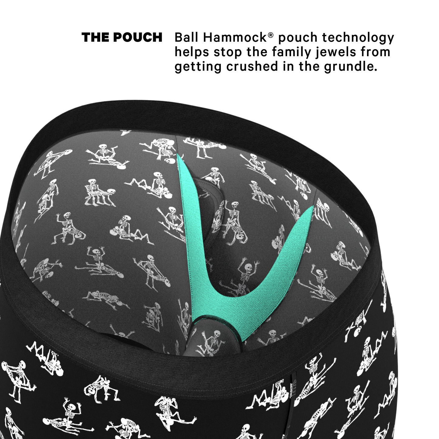  The Bare Back Bones | Glow In The Dark Skeletons Long Leg Ball Hammock® Pouch Underwear With Fly