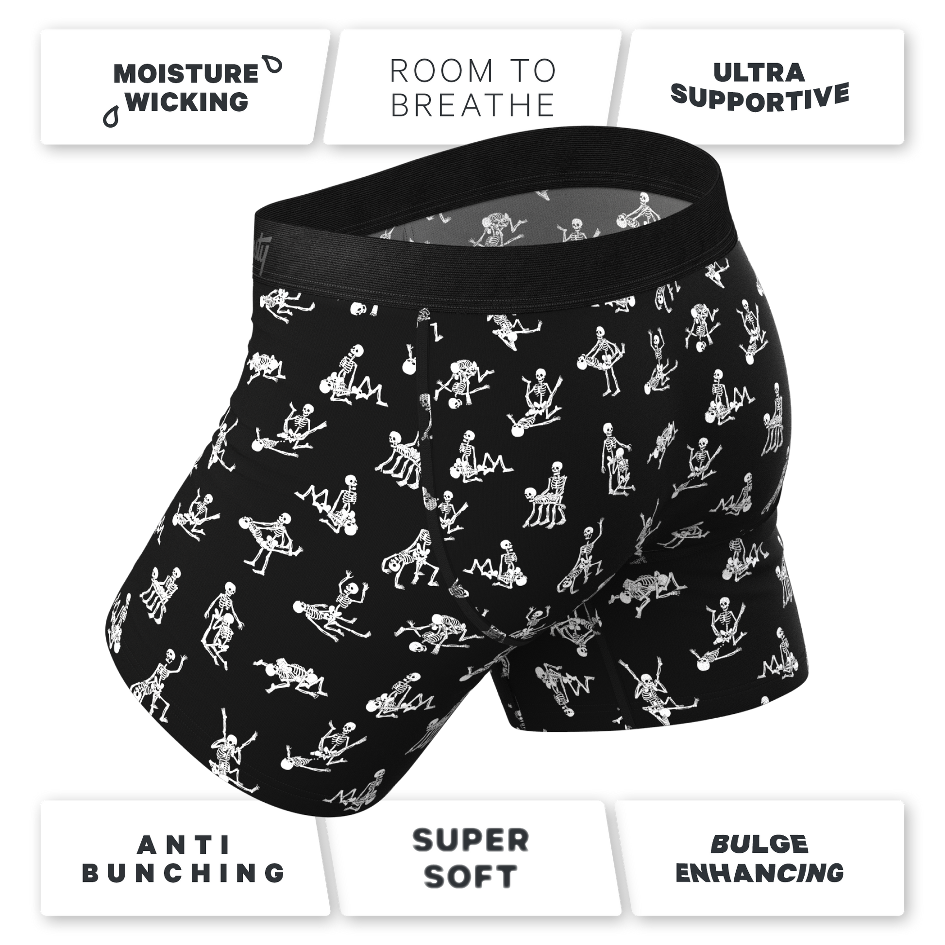  The Bare Back Bones | Glow In The Dark Skeletons Ball Hammock® Pouch Underwear With Fly