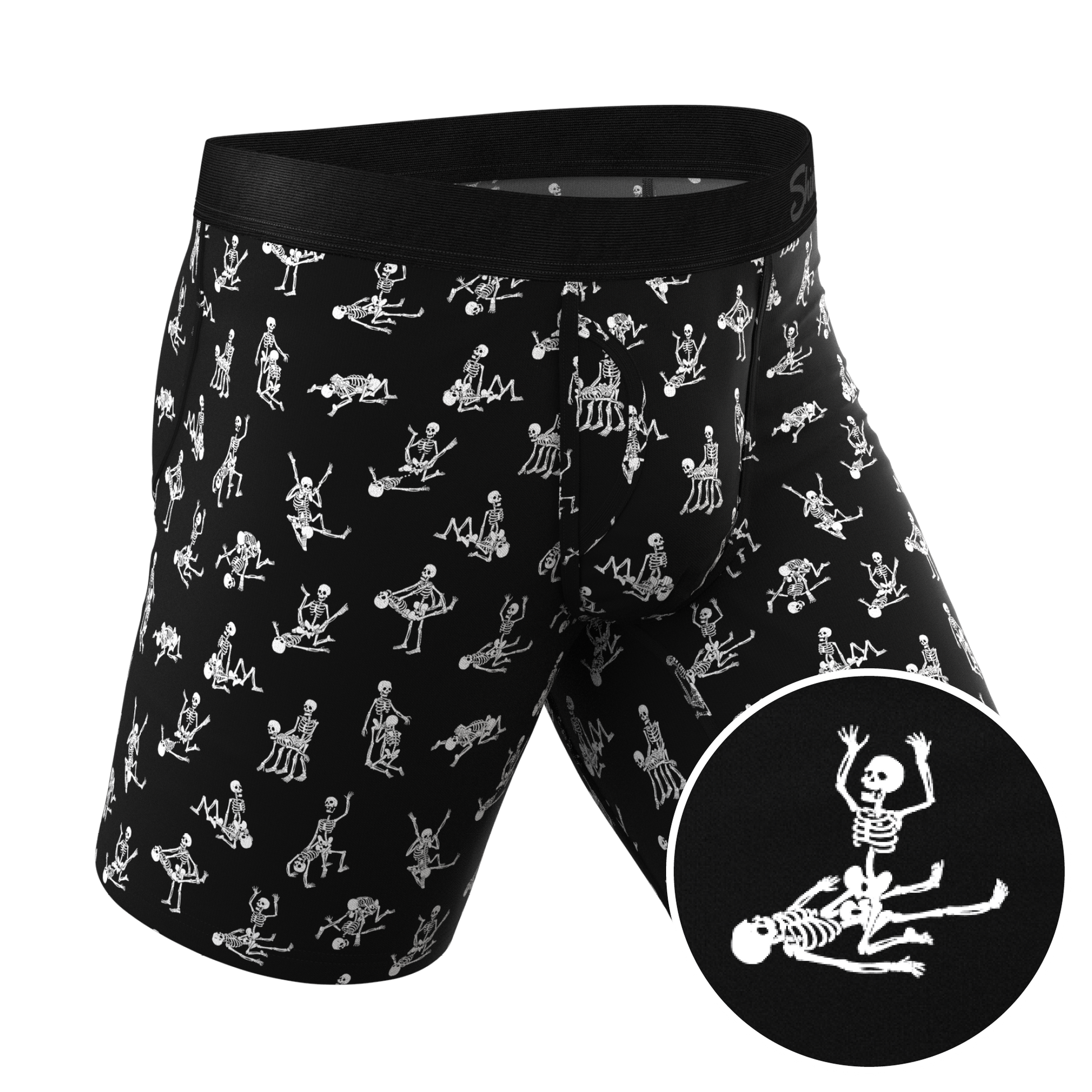  The Bare Back Bones | Glow In The Dark Skeletons Long Leg Ball Hammock® Pouch Underwear With Fly