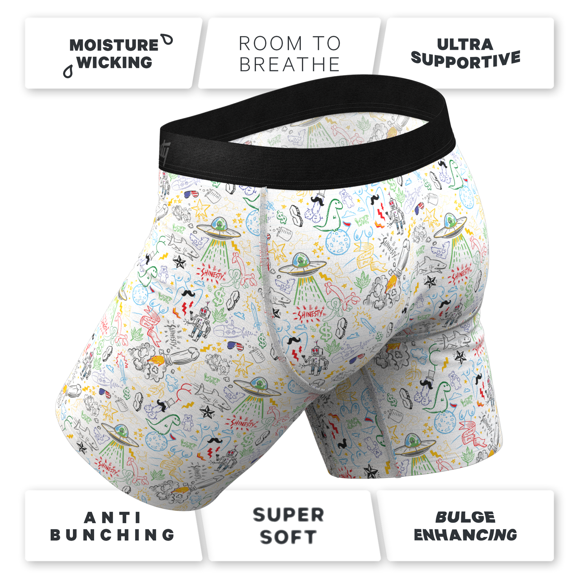  The Daily Detention | Doodle Long Leg Ball Hammock® Pouch Underwear With Fly