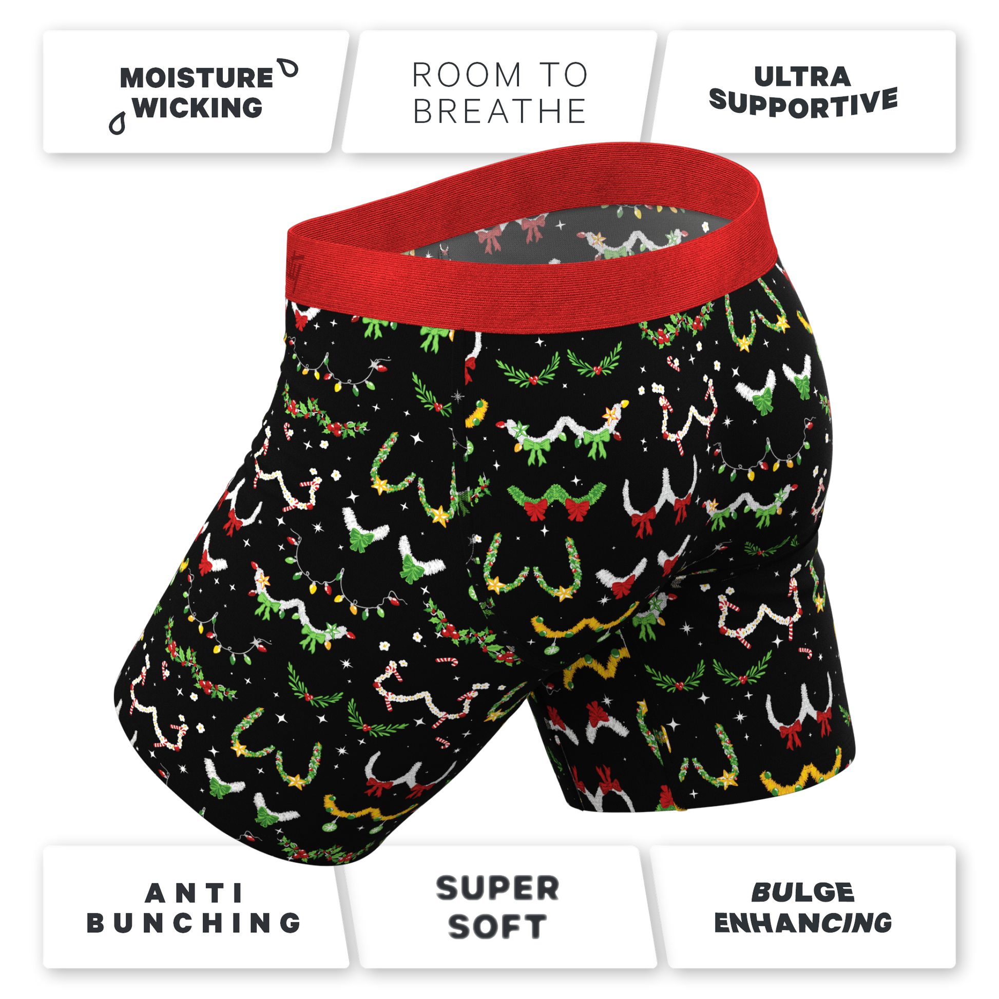  The Goodie Garland | Christmas Tinsel Busts Long Leg Ball Hammock® Pouch Underwear With Fly