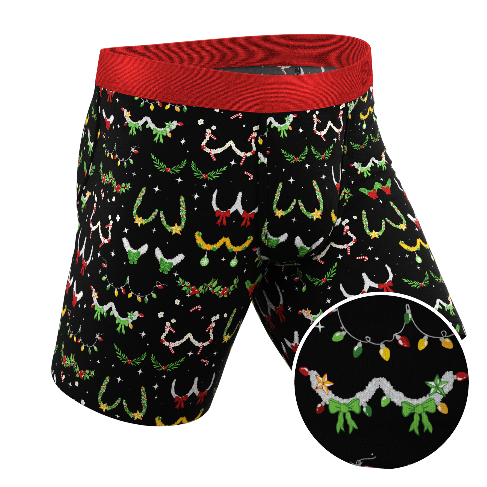  The Goodie Garland | Christmas Tinsel Busts Long Leg Ball Hammock® Pouch Underwear With Fly