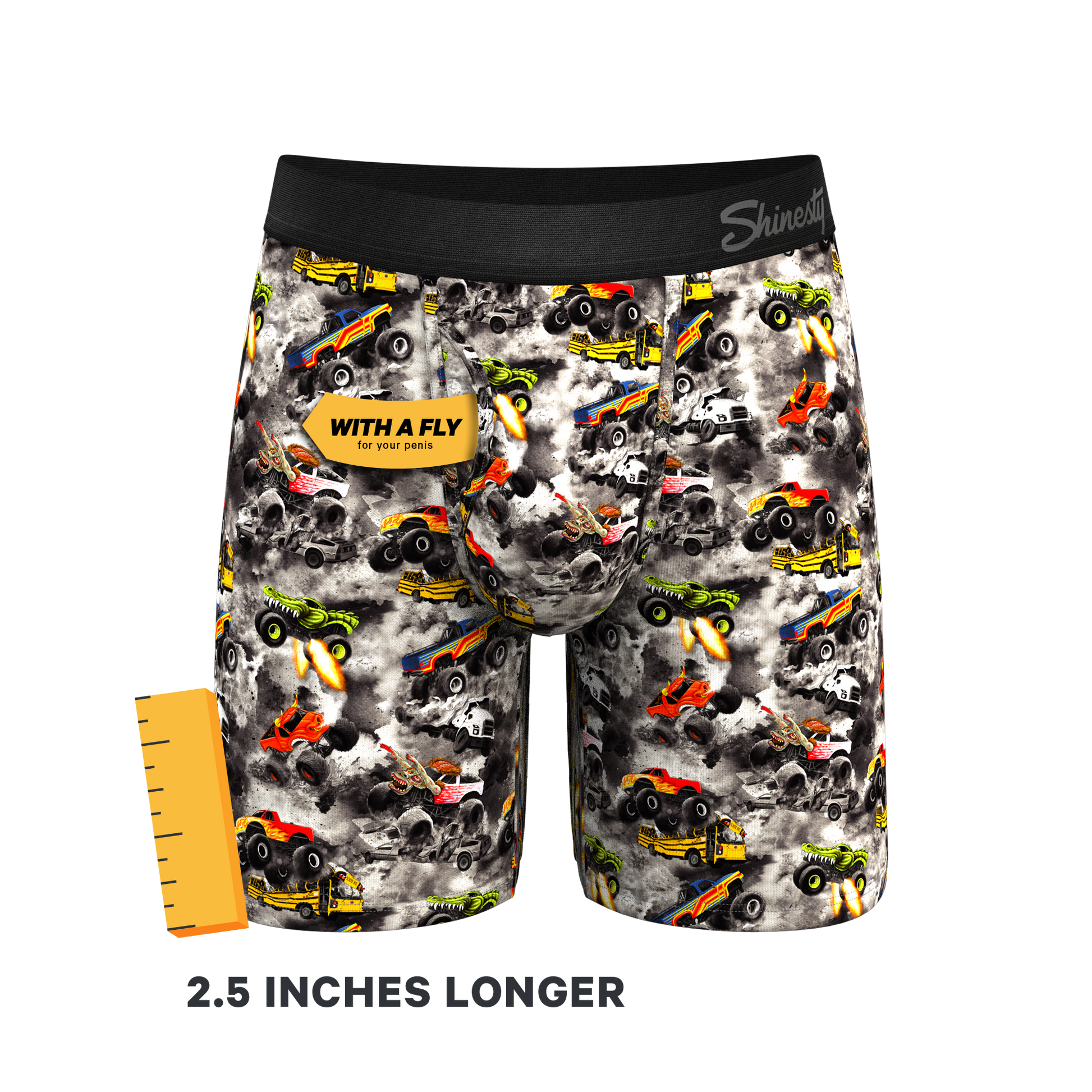  The Here Be Monsters | Monster Truck Long Leg Ball Hammock® Pouch Trunks Underwear With Fly