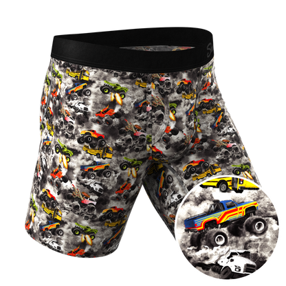  The Here Be Monsters | Monster Truck Long Leg Ball Hammock® Pouch Trunks Underwear With Fly
