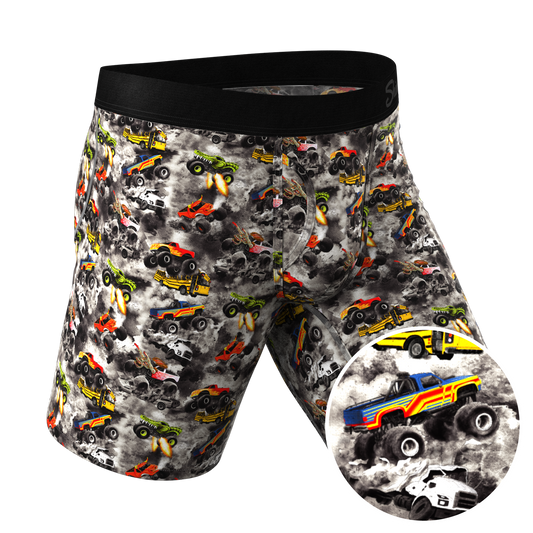  The Here Be Monsters | Monster Truck Long Leg Ball Hammock® Pouch Trunks Underwear With Fly