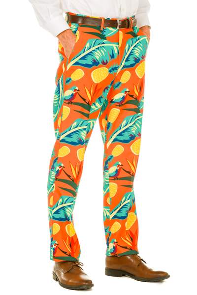 The Cruise Ship Casanova | Orange Hawaiian Suit Pants