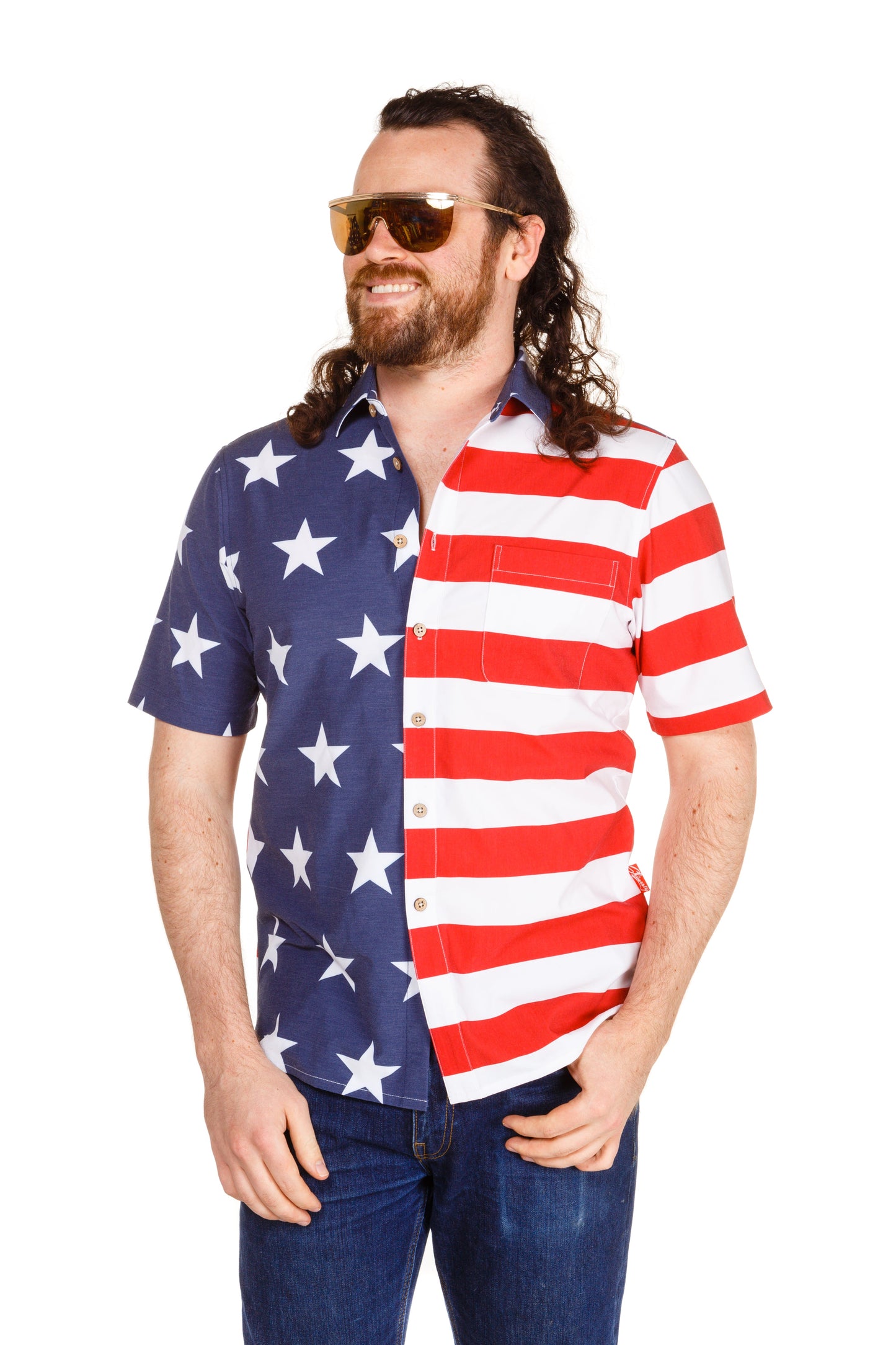  The Johnny Adams | Men's American Flag Stretch Hawaiian Shirt