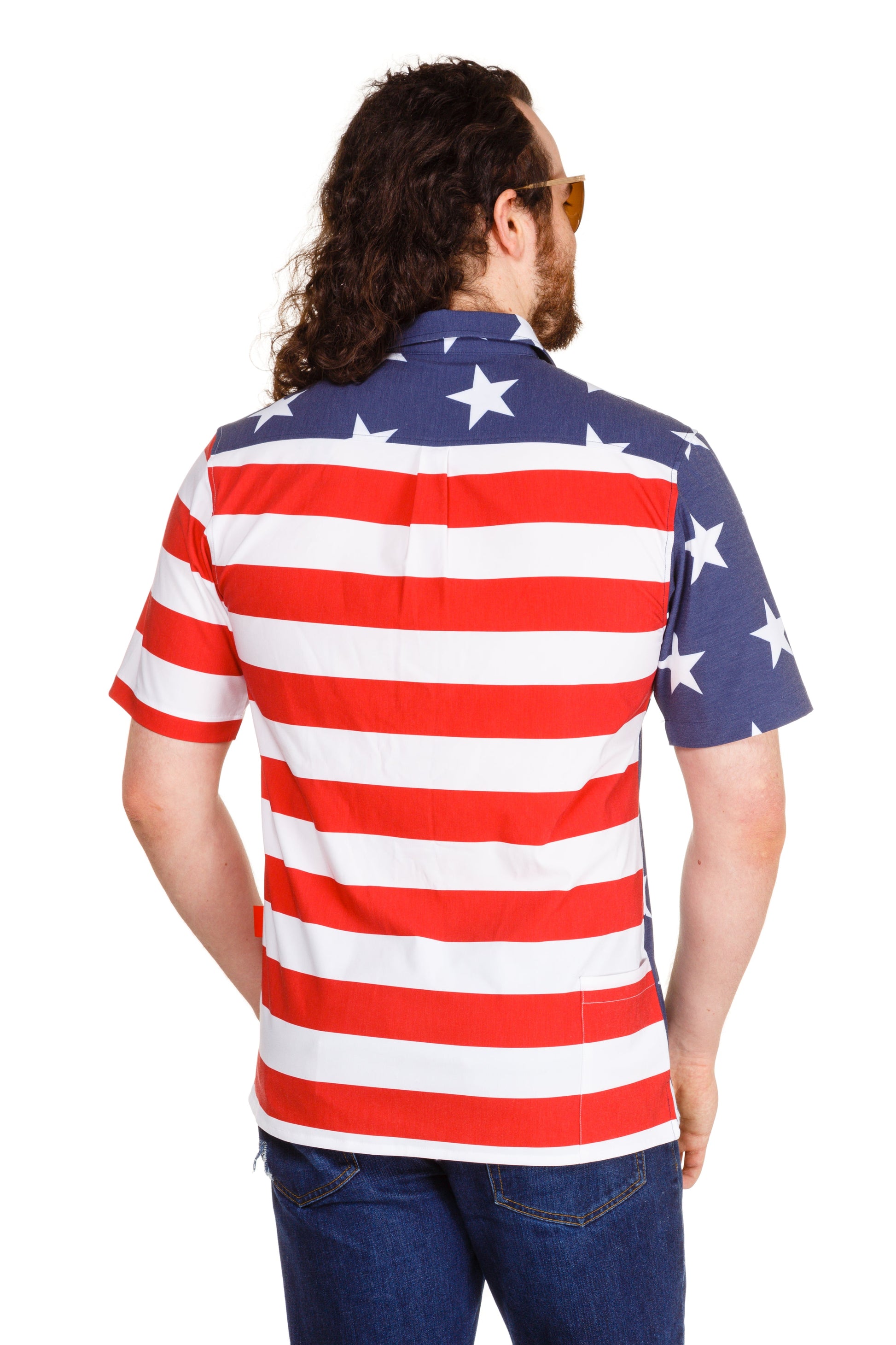  The Johnny Adams | Men's American Flag Stretch Hawaiian Shirt