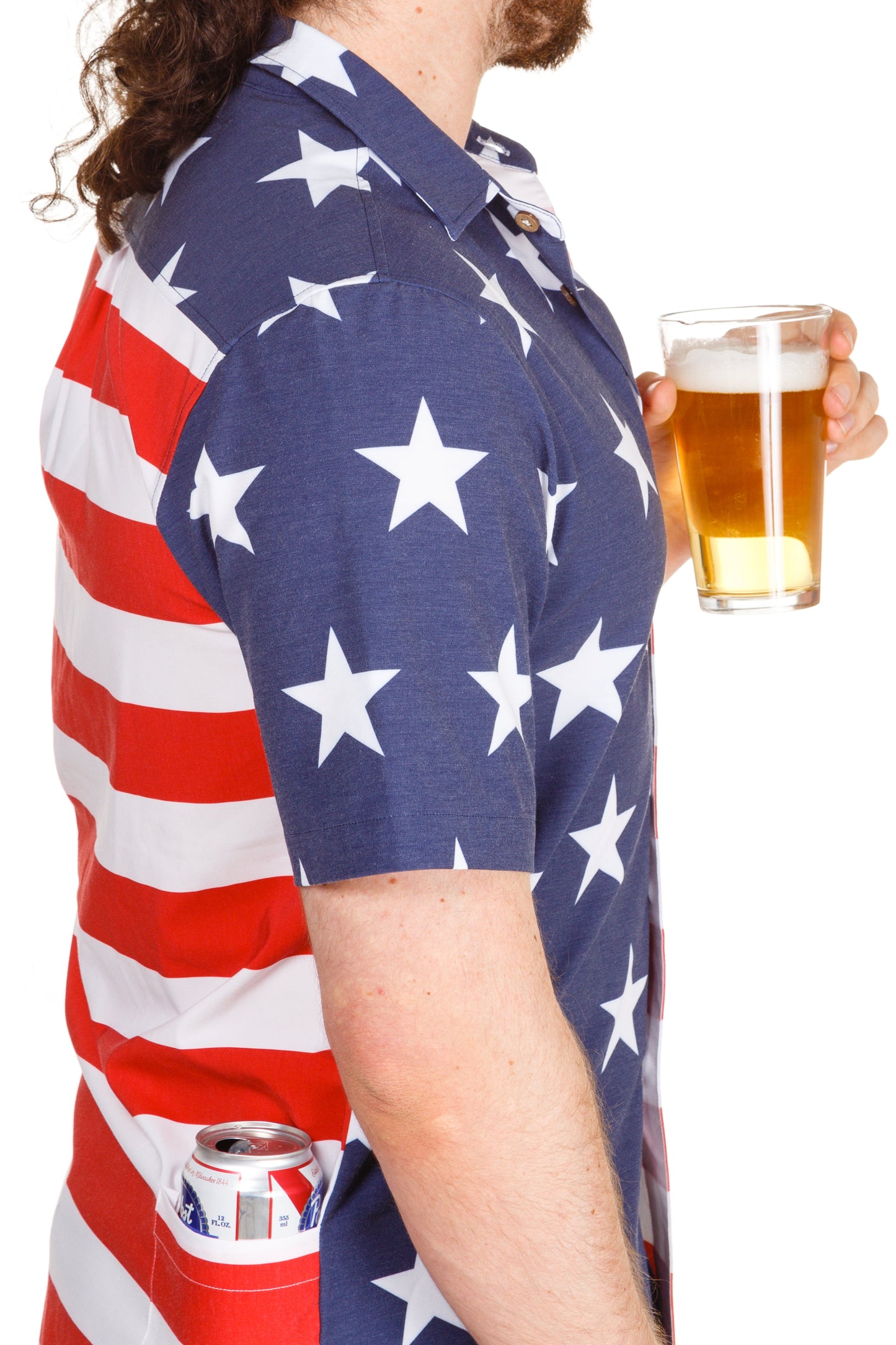  The Johnny Adams | Men's American Flag Stretch Hawaiian Shirt