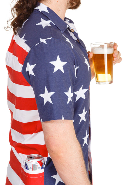  The Johnny Adams | Men's American Flag Stretch Hawaiian Shirt