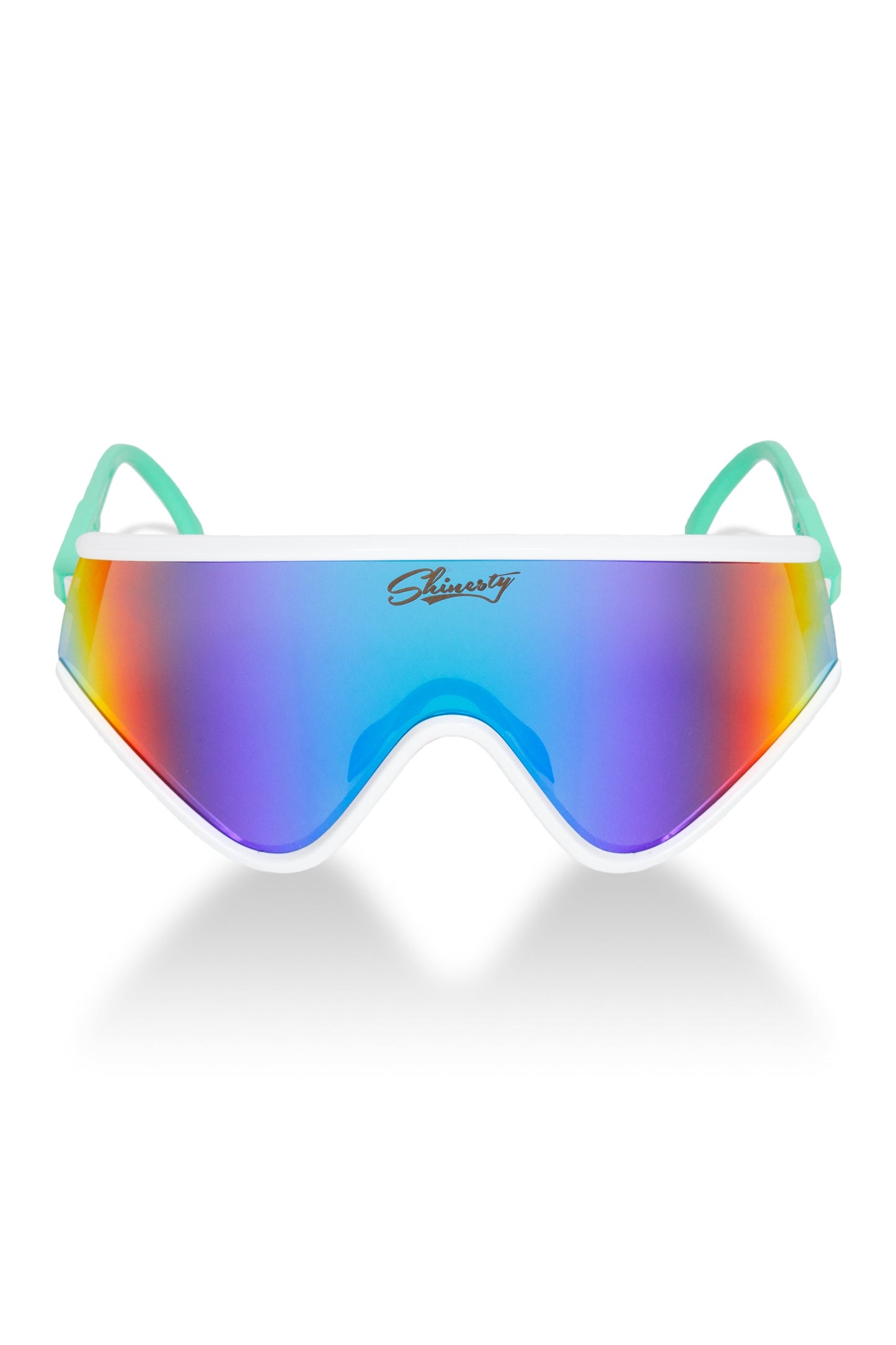 The Machos | White & Teal Mirrored Sunglasses