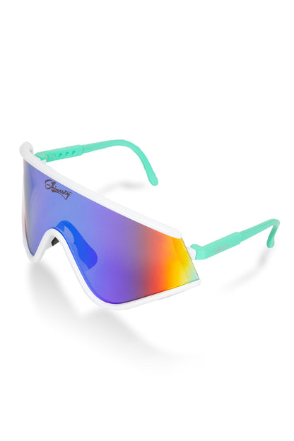  The Machos | White & Teal Mirrored Sunglasses
