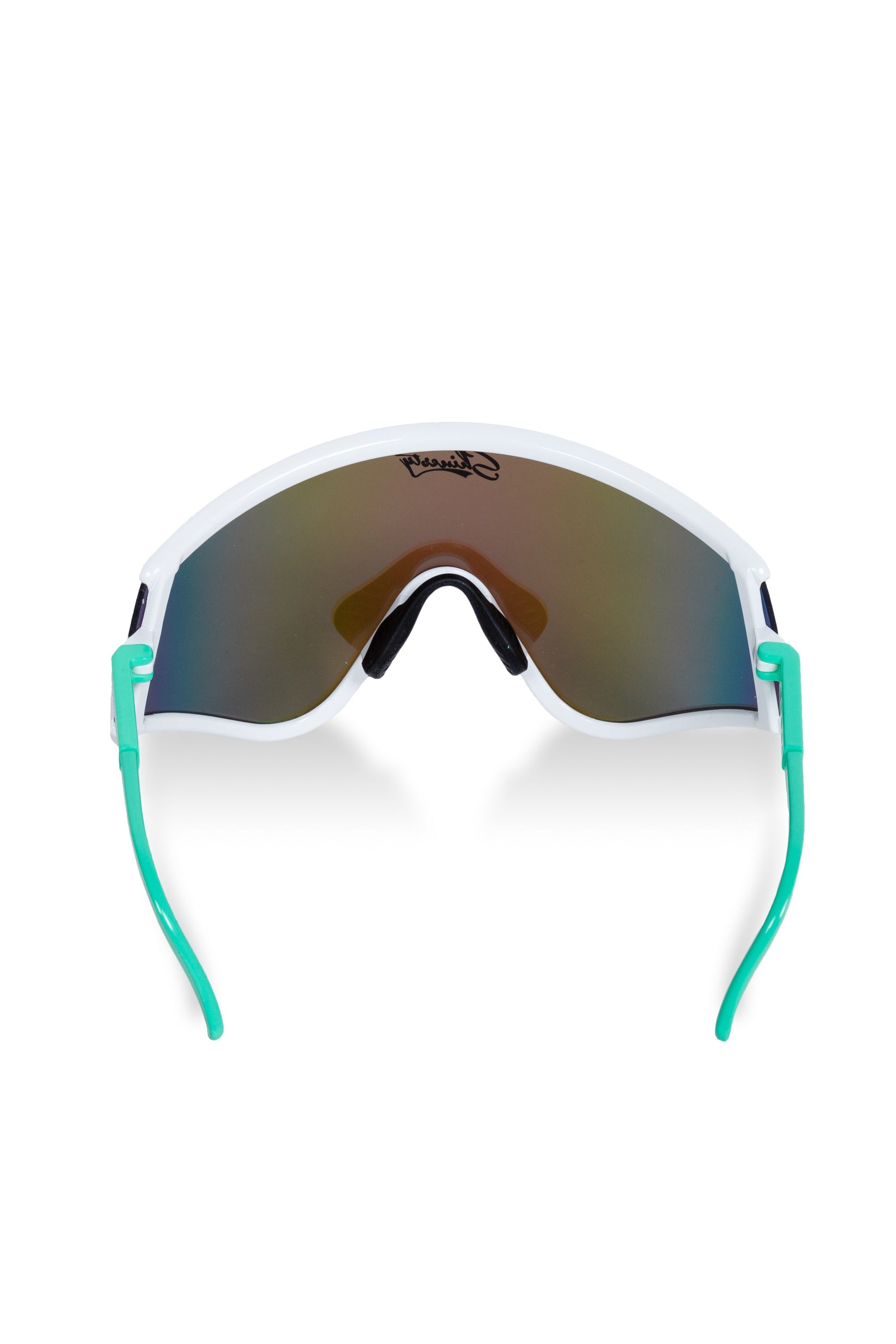  The Machos | White & Teal Mirrored Sunglasses