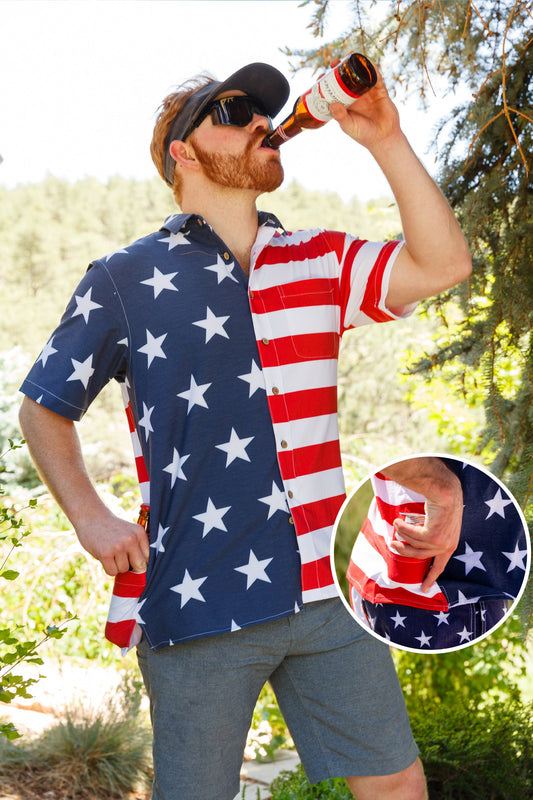  The Johnny Adams | Men's American Flag Stretch Hawaiian Shirt