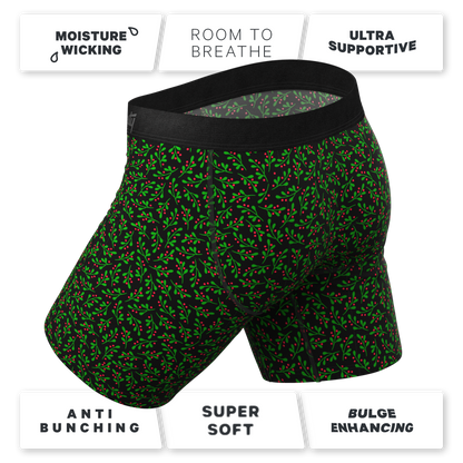  The Kiss Me There | Mistletoe Long Leg Ball Hammock® Pouch Boxers With Fly