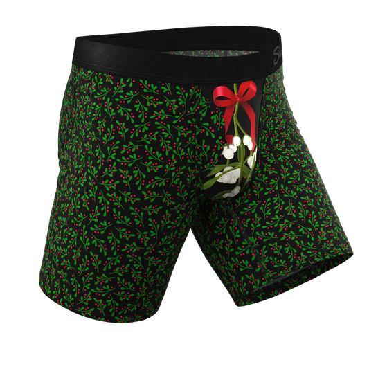  The Kiss Me There | Mistletoe Long Leg Ball Hammock® Pouch Boxers With Fly