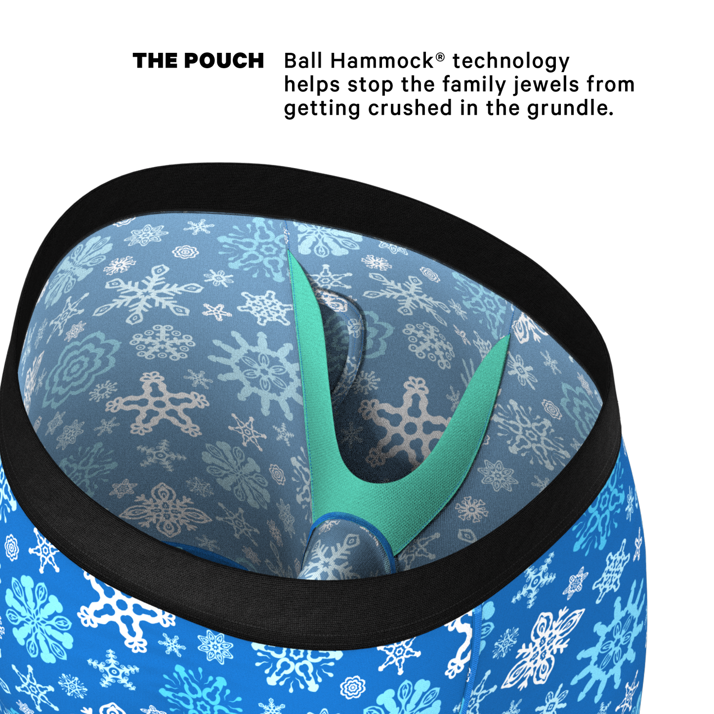  The Melt In Your Mouth | Glow In The Dark Naughty Snowflakes Long Leg Ball Hammock® Pouch Underwear With Fly