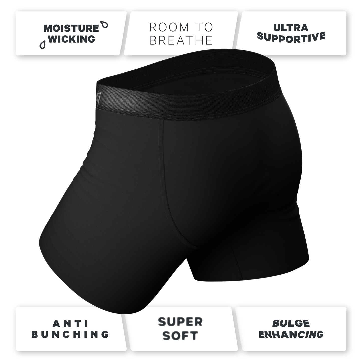  The Midnight Rider | Black Ball Hammock® Pouch Underwear With Fly 5 Pack