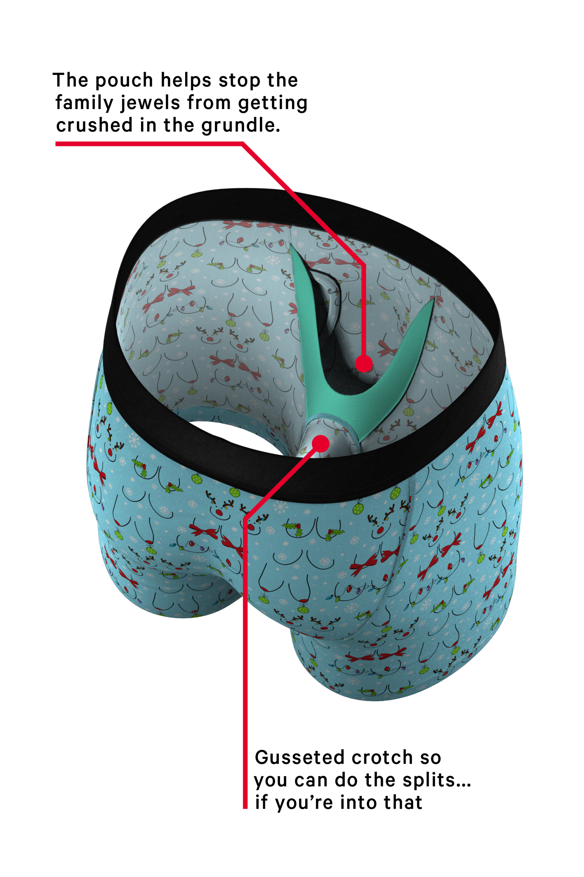  The Mistletits | Christmas Bust Ball Hammock® Pouch Underwear With Fly