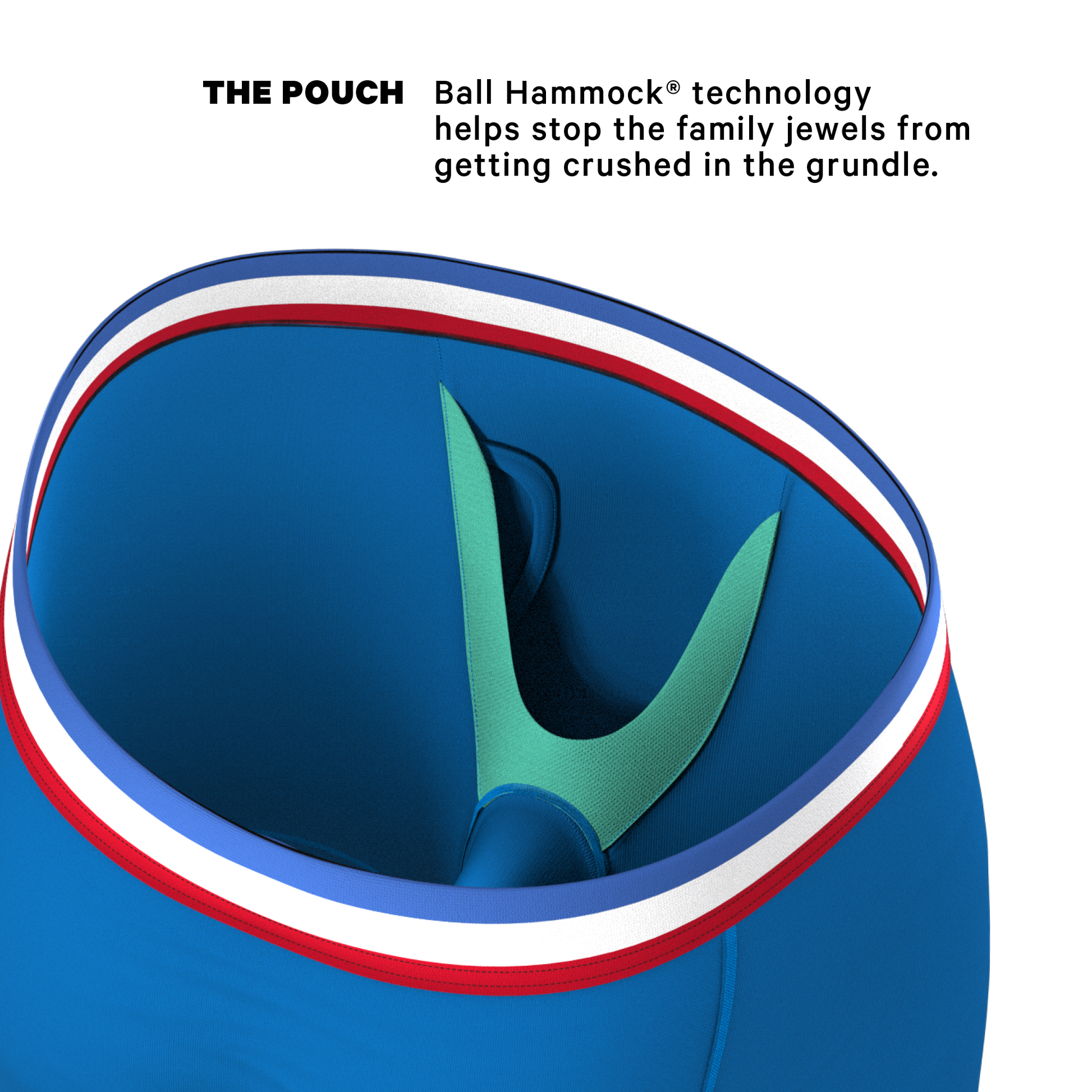  The Morning Glory | Blue With USA Waistband Long Leg Ball Hammock® Pouch Underwear With Fly