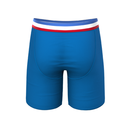  The Morning Glory | Blue With USA Waistband Long Leg Ball Hammock® Pouch Underwear With Fly