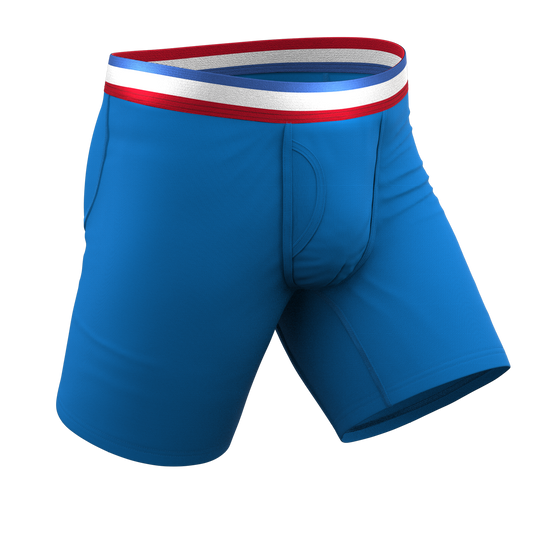  The Morning Glory | Blue With USA Waistband Long Leg Ball Hammock® Pouch Underwear With Fly