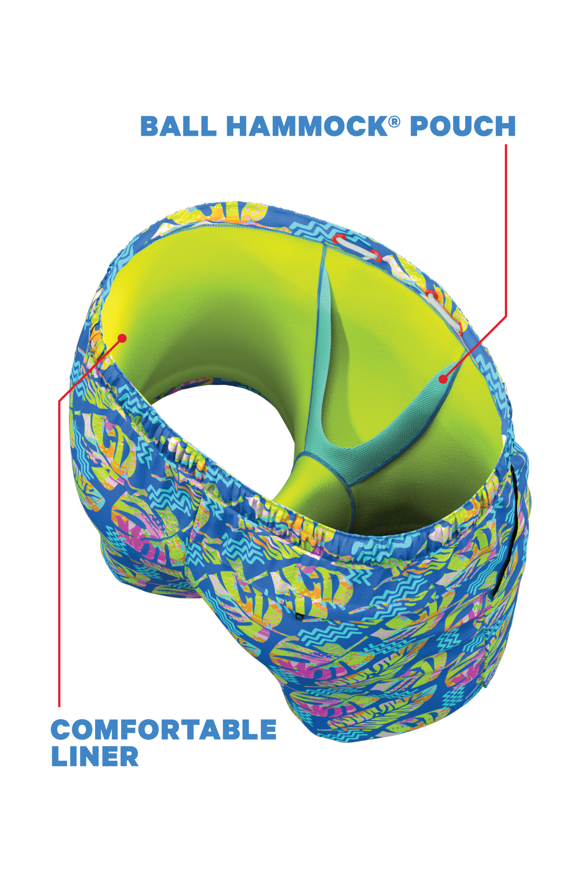  The Oahu Rendezvous | Tropical Leaves Ball Hammock® Pouch 5" Swim Trunks