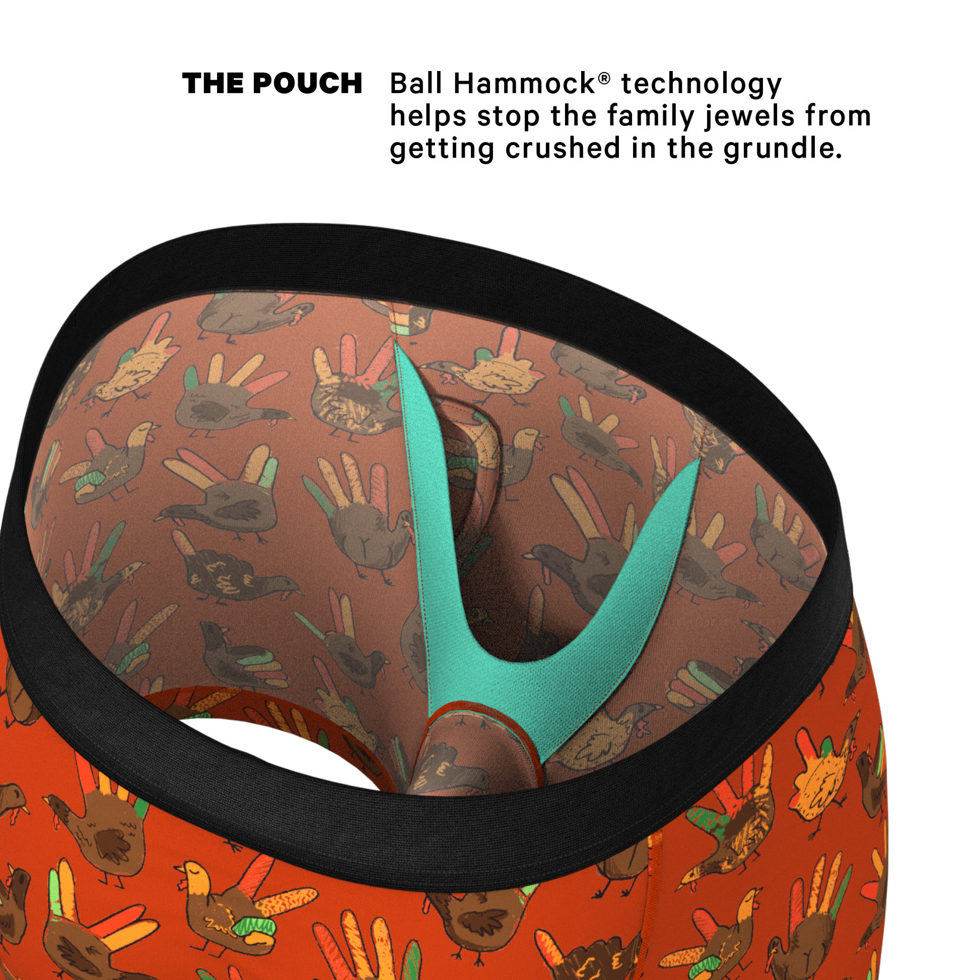  The Party Fowl | Thanksgiving Turkey Ball Hammock® Pouch Underwear With Fly