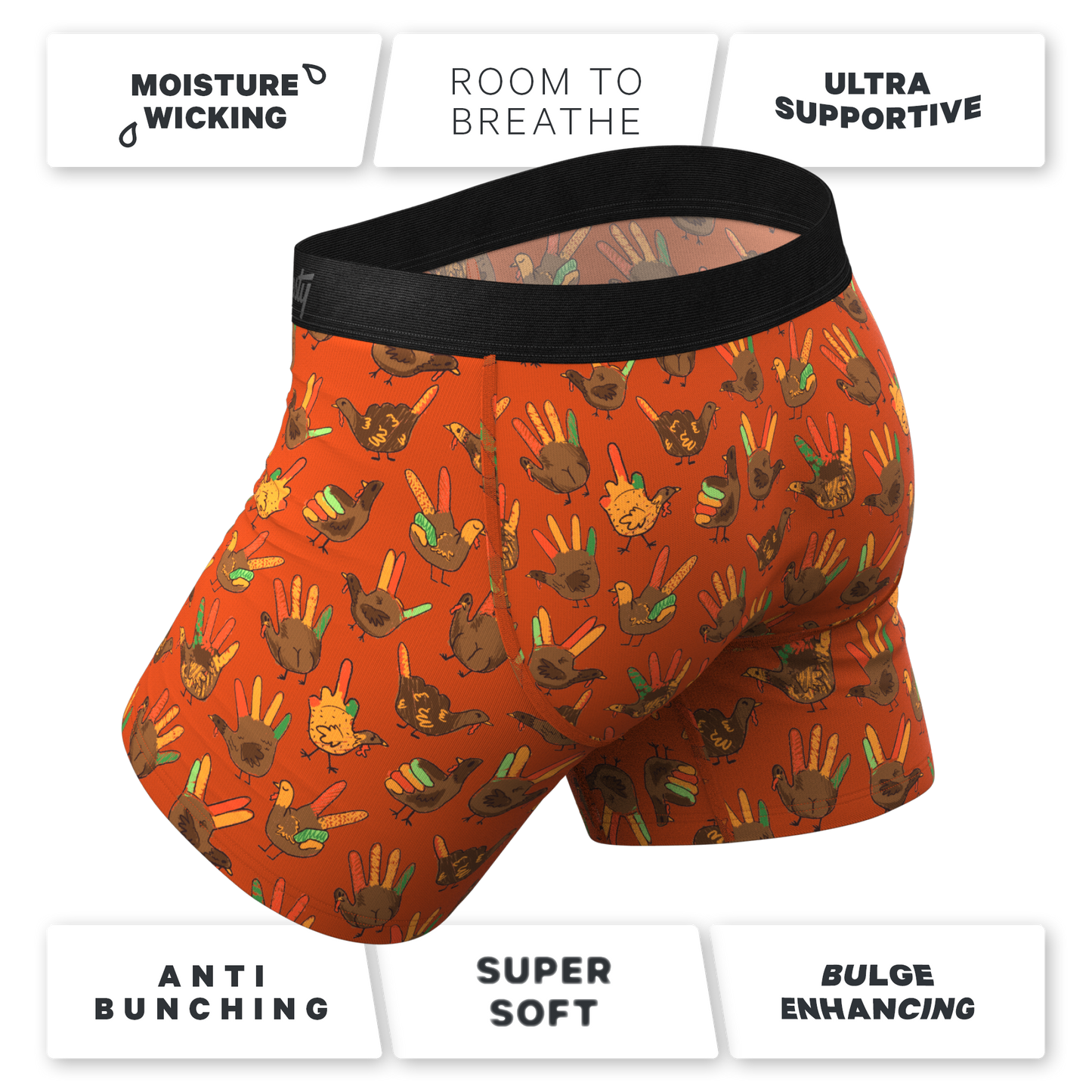  The Party Fowl | Thanksgiving Turkey Ball Hammock® Pouch Underwear With Fly