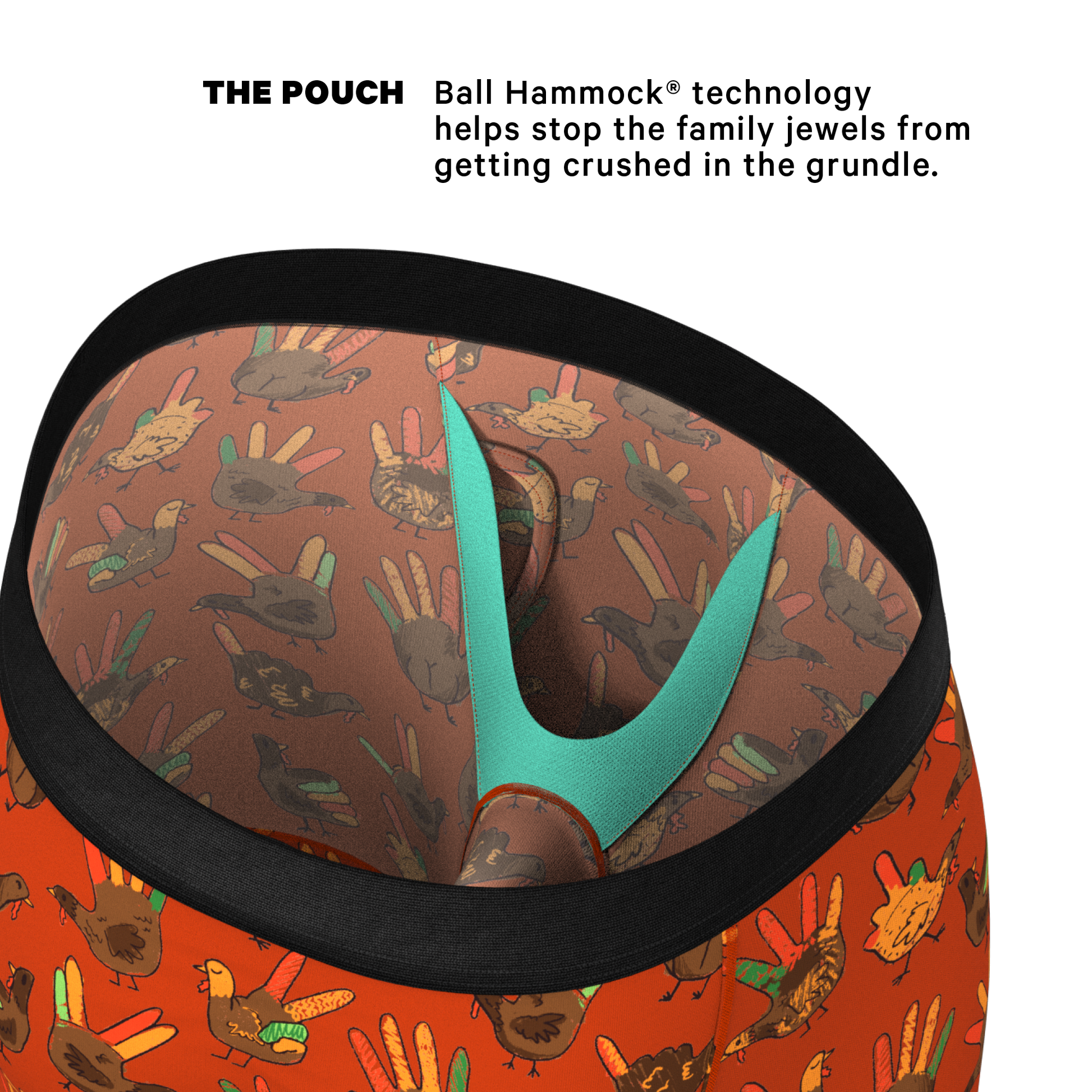  The Party Fowl | Thanksgiving Turkey Long Leg Ball Hammock® Pouch Boxers With Fly