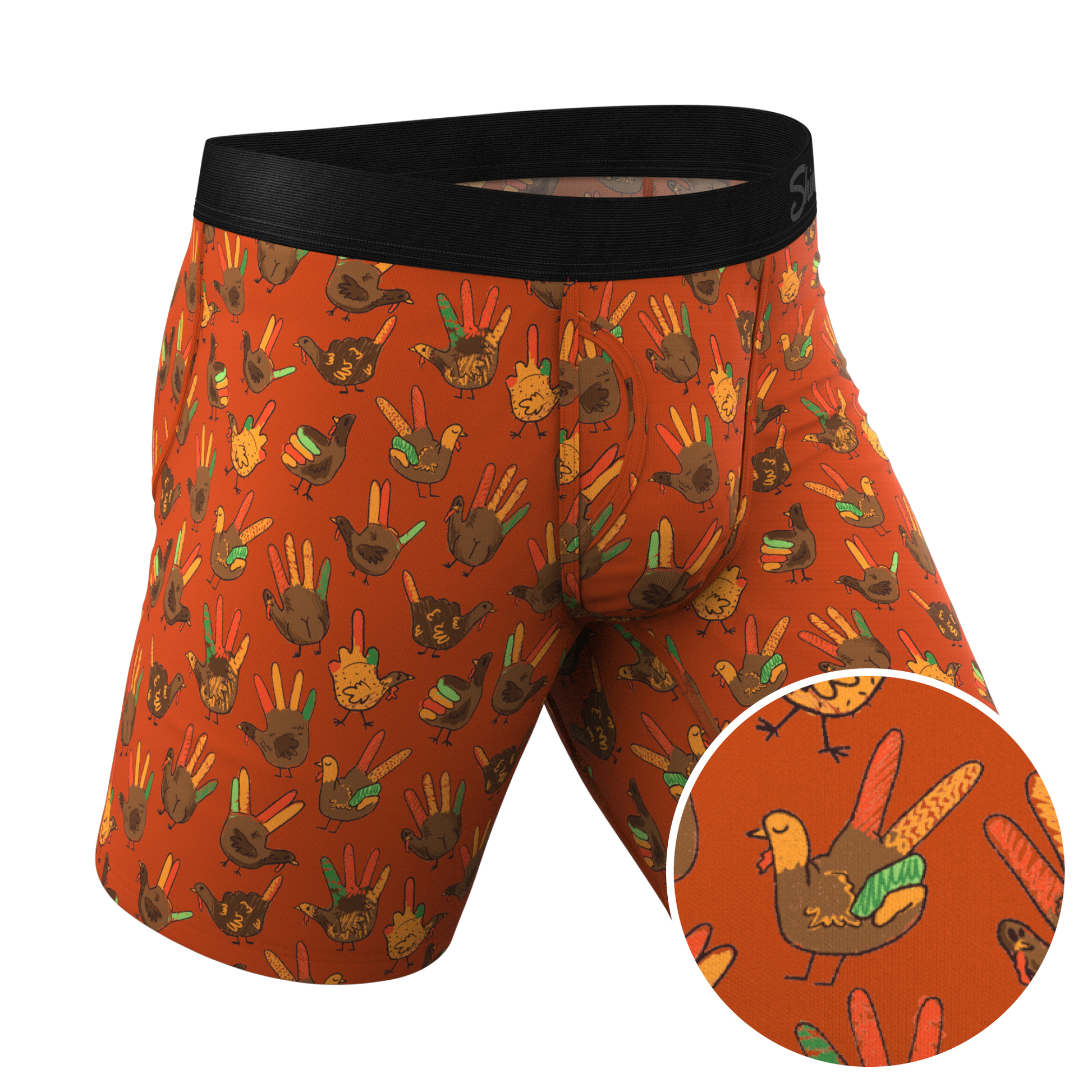  The Party Fowl | Thanksgiving Turkey Long Leg Ball Hammock® Pouch Boxers With Fly