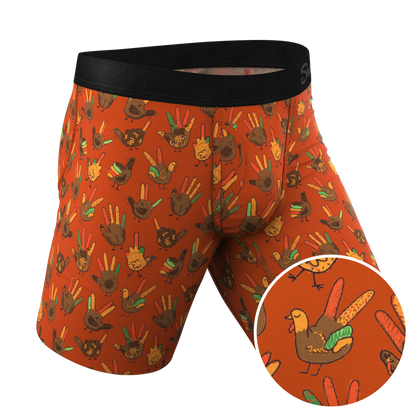  The Party Fowl | Thanksgiving Turkey Long Leg Ball Hammock® Pouch Boxers With Fly