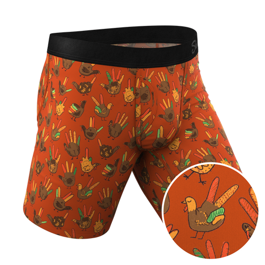  The Party Fowl | Thanksgiving Turkey Long Leg Ball Hammock® Pouch Boxers With Fly