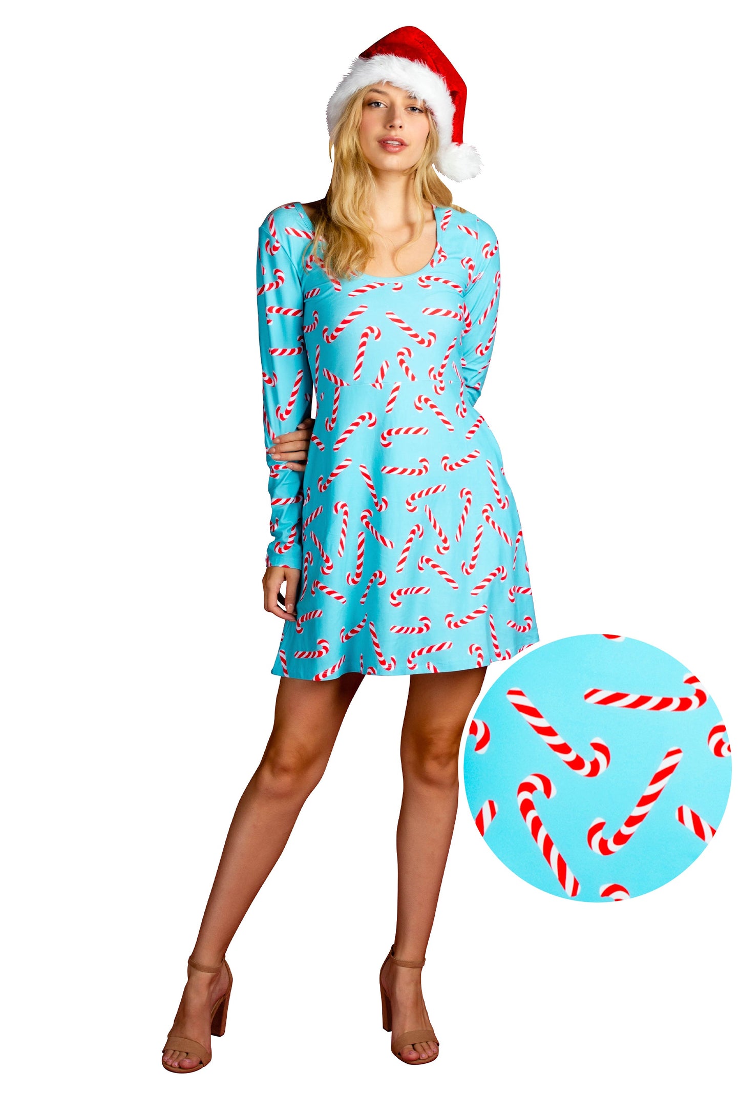  The Peppermint Pimp Canes | Candy Cane Print Christmas Skater Dress