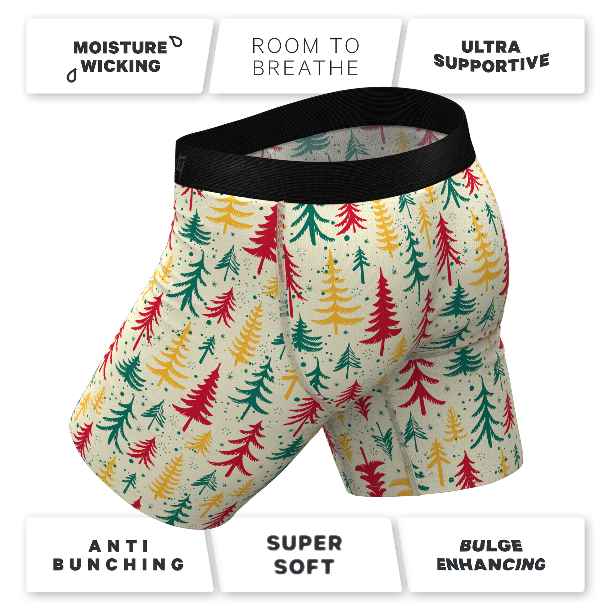  The Pine Tree Playboy | Retro Christmas Trees Long Leg Ball Hammock® Pouch Underwear With Fly