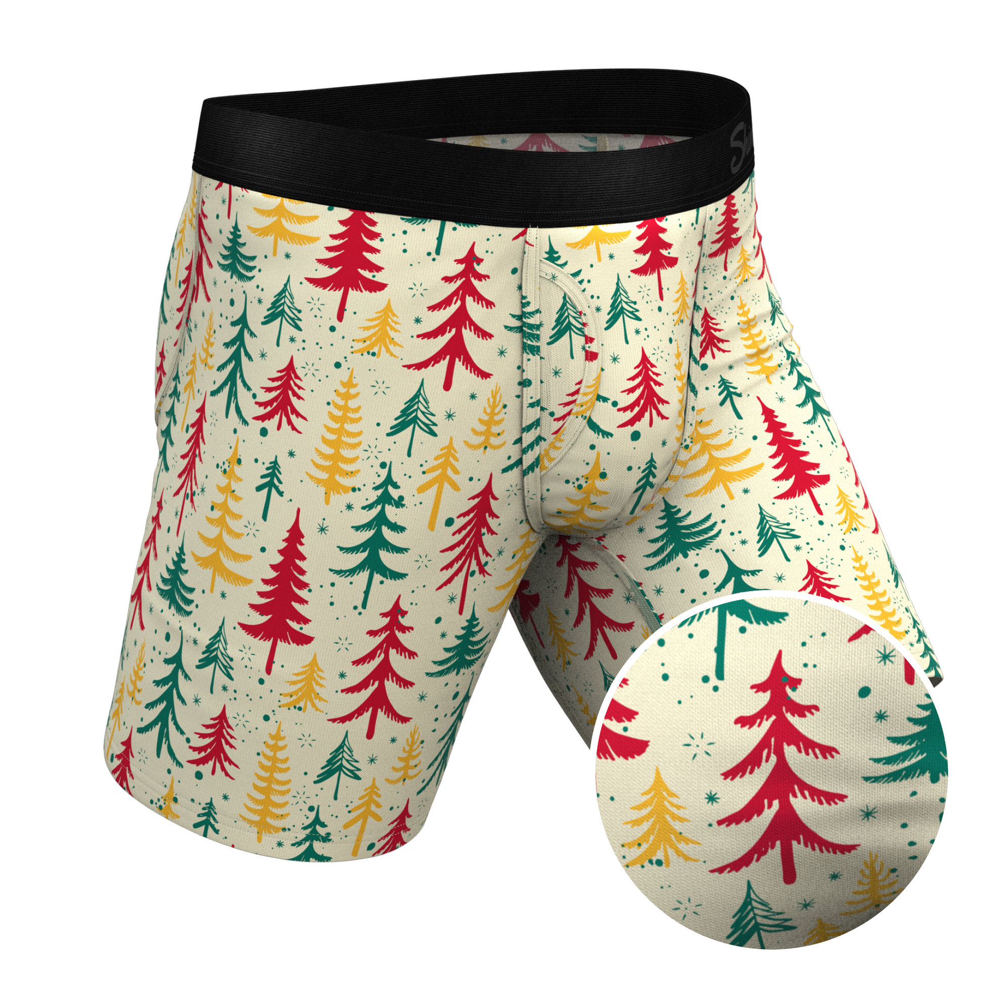  The Pine Tree Playboy | Retro Christmas Trees Long Leg Ball Hammock® Pouch Underwear With Fly