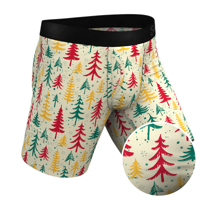  The Pine Tree Playboy | Retro Christmas Trees Long Leg Ball Hammock® Pouch Underwear With Fly