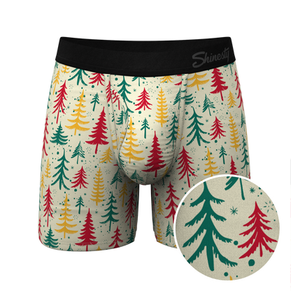  The Pine Tree Playboy | Retro Christmas Trees Ball Hammock® Pouch Underwear With Fly
