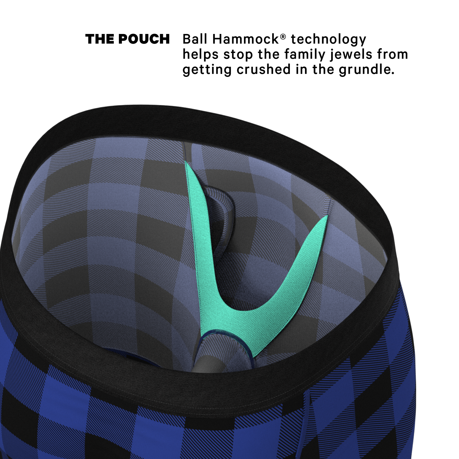  The Precious Plums | Blue Plaid Long Leg Ball Hammock® Pouch Underwear With Fly