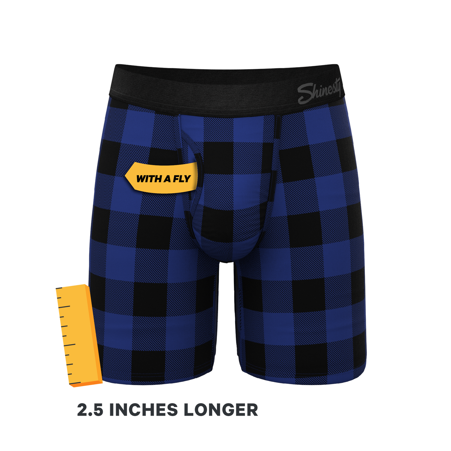  The Precious Plums | Blue Plaid Long Leg Ball Hammock® Pouch Underwear With Fly