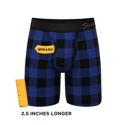  The Precious Plums | Blue Plaid Long Leg Ball Hammock® Pouch Underwear With Fly