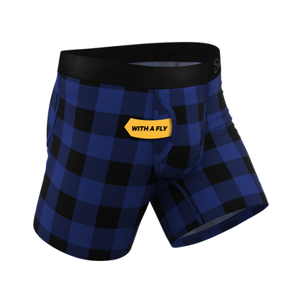  The Precious Plums | Blue Plaid Ball Hammock® Pouch Underwear With Fly