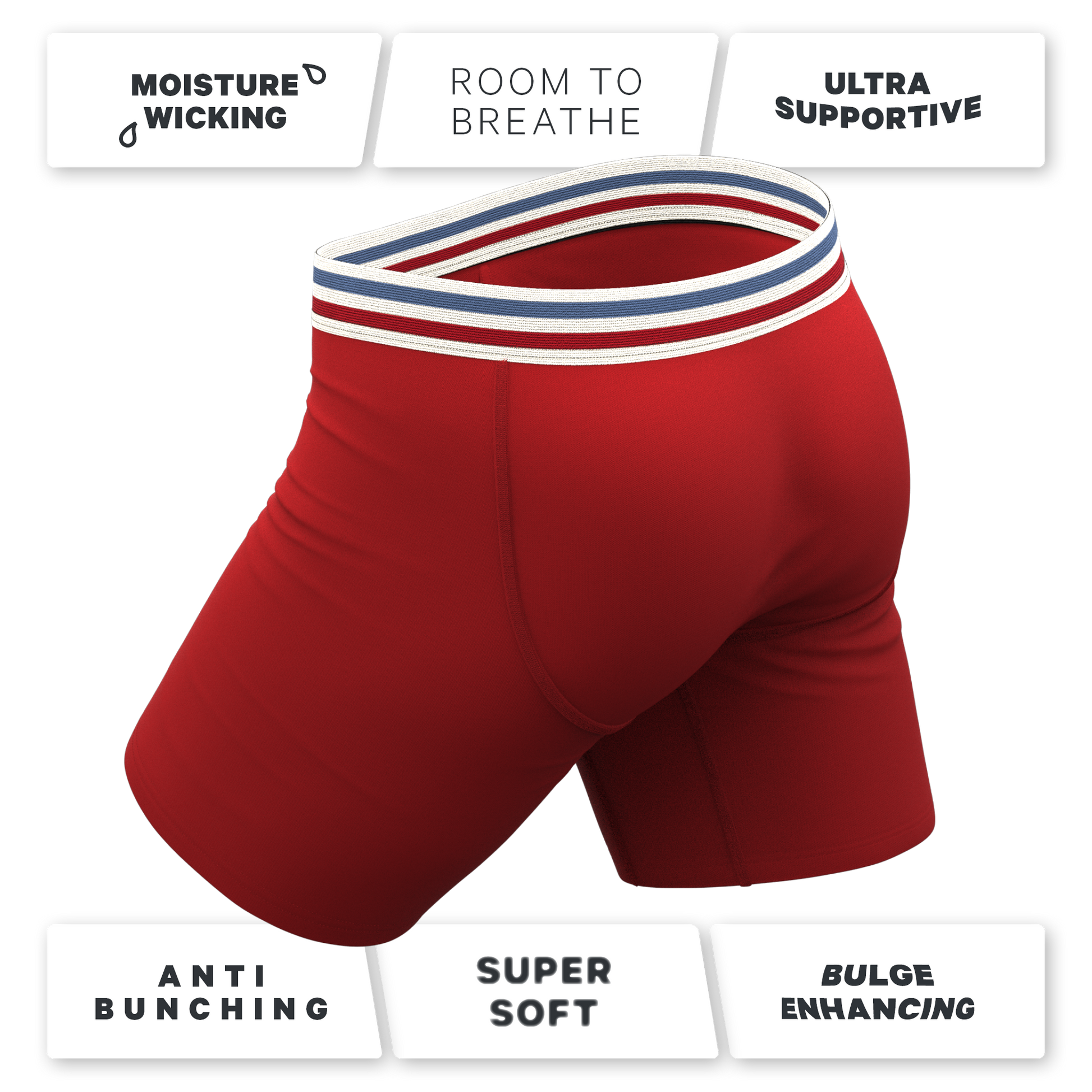  The Ready Or Not | Bright Red Retro Long Leg Ball Hammock® Pouch Underwear With Fly