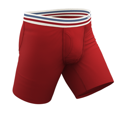  The Ready Or Not | Bright Red Retro Long Leg Ball Hammock® Pouch Underwear With Fly