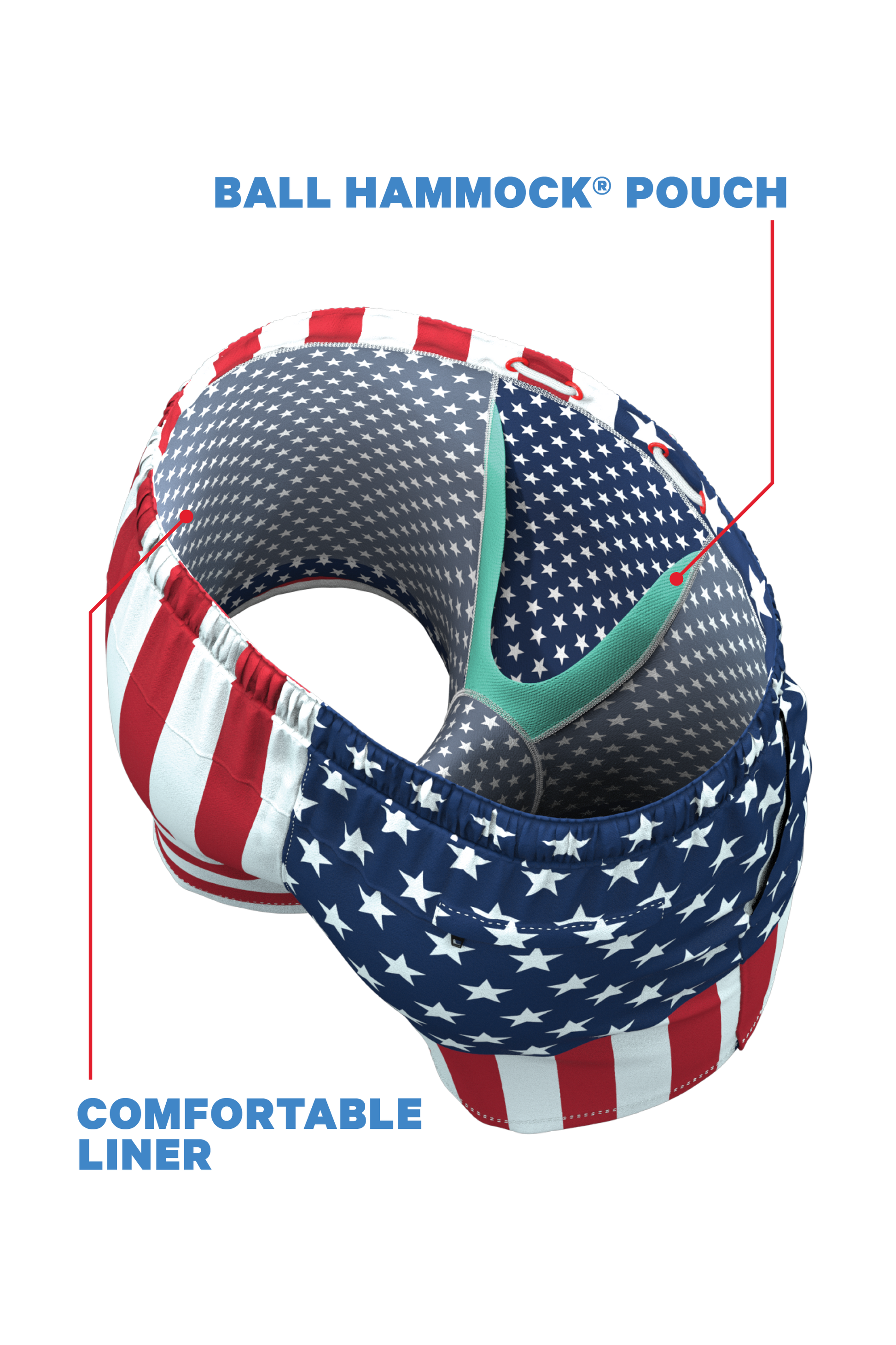  The Reagans | American Flag Patch Ball Hammock® Pouch 5" Swim Trunks