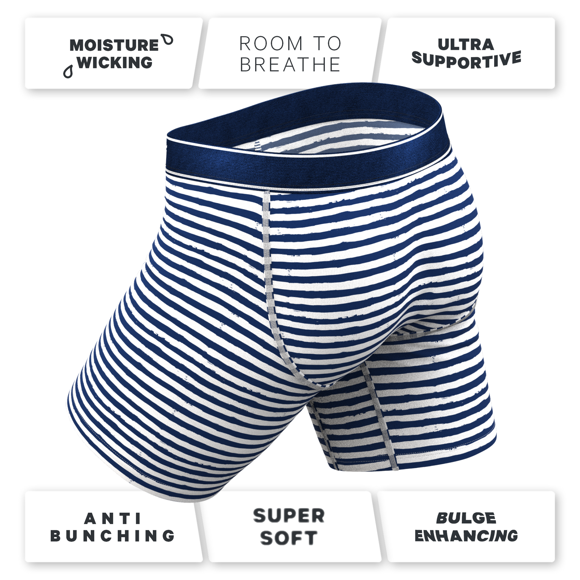  The Sailor | Nautical Stripe Long Leg Ball Hammock® Pouch Underwear With Fly