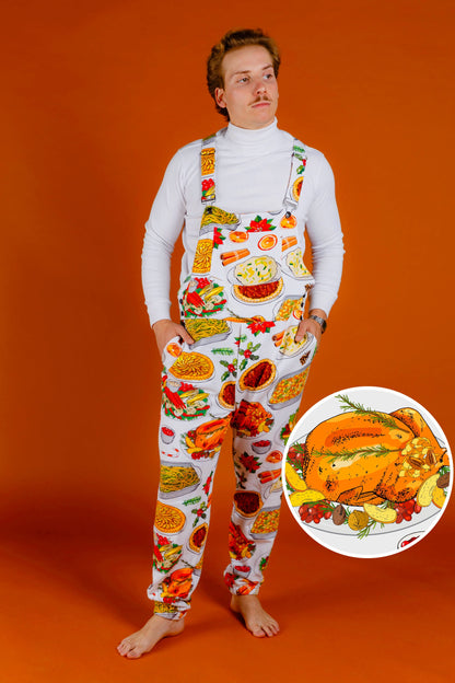  The Spread | Mens White Thanksgiving Pajamaralls®