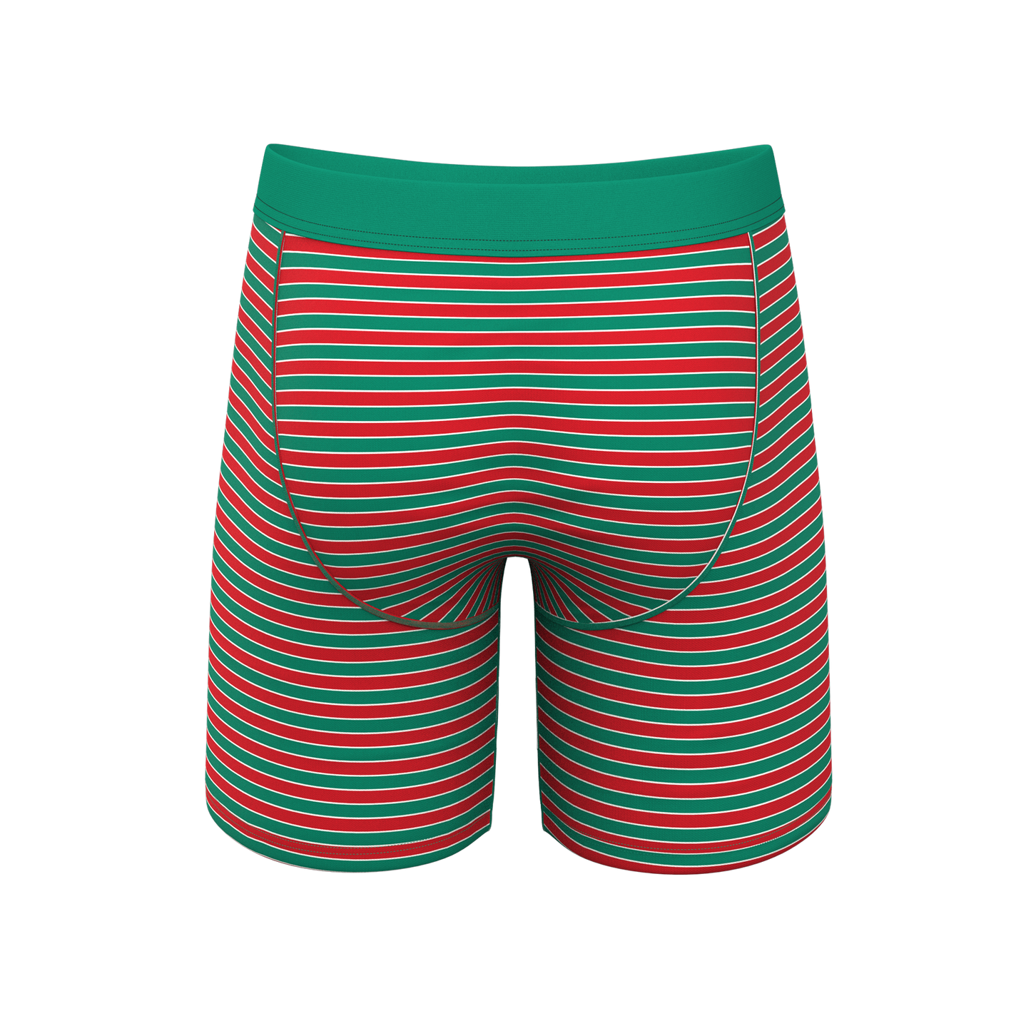  The Stripe Club | Christmas Striped Long Leg Ball Hammock® Pouch Boxers With Fly