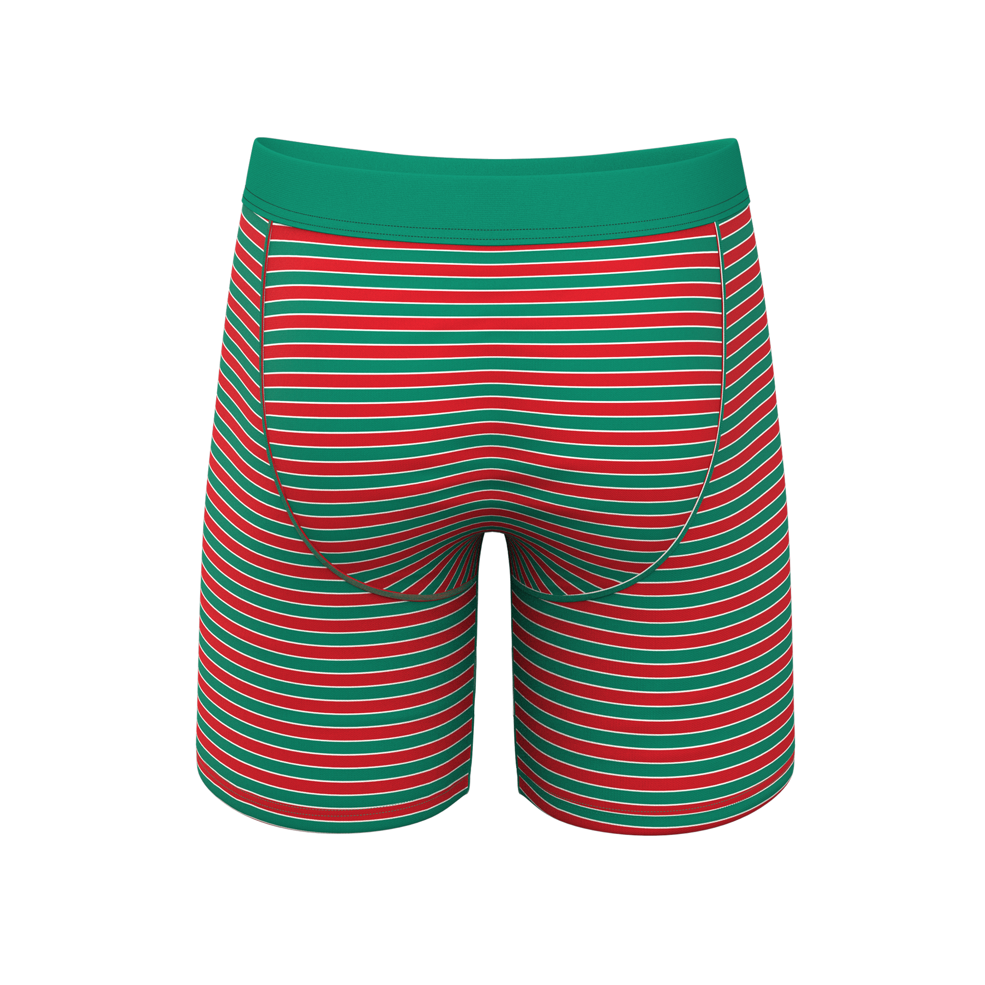  The Stripe Club | Christmas Striped Long Leg Ball Hammock® Pouch Boxers With Fly